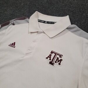 Adidas Men Texas A&M Aggies Polo Shirt Medium White Climalite NCAA